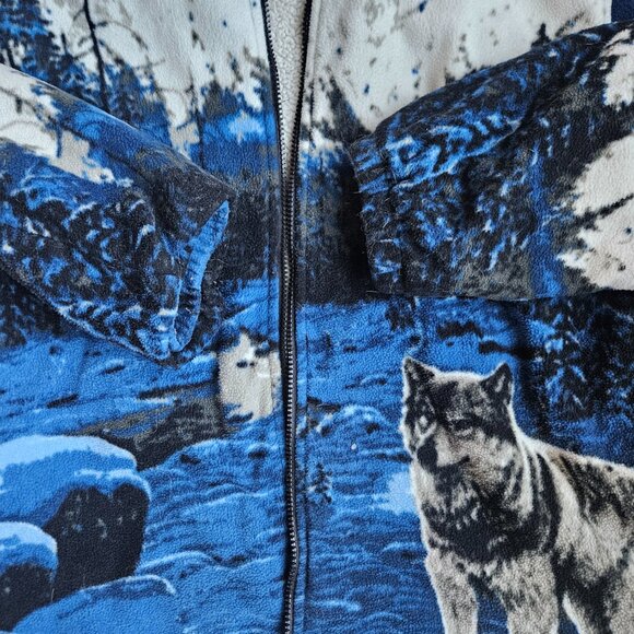 Vintage 90s Wolf Nature Hoodie Sherpa  Fleece Unisex No Tags See Description - Picture 3 of 5